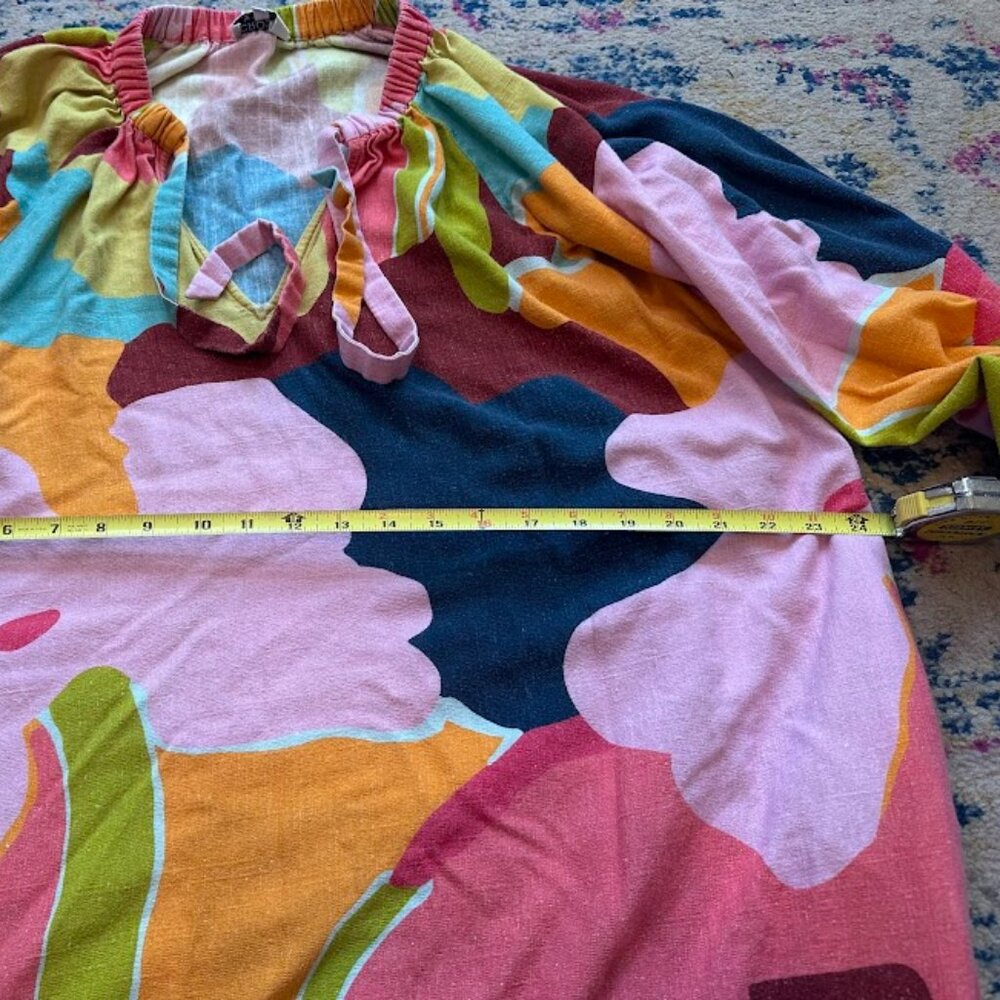 CROSBY by Mollie Burch Colorblock Maxi Dress in Pink, Green, Yellow, Navy - Picture 6 of 9